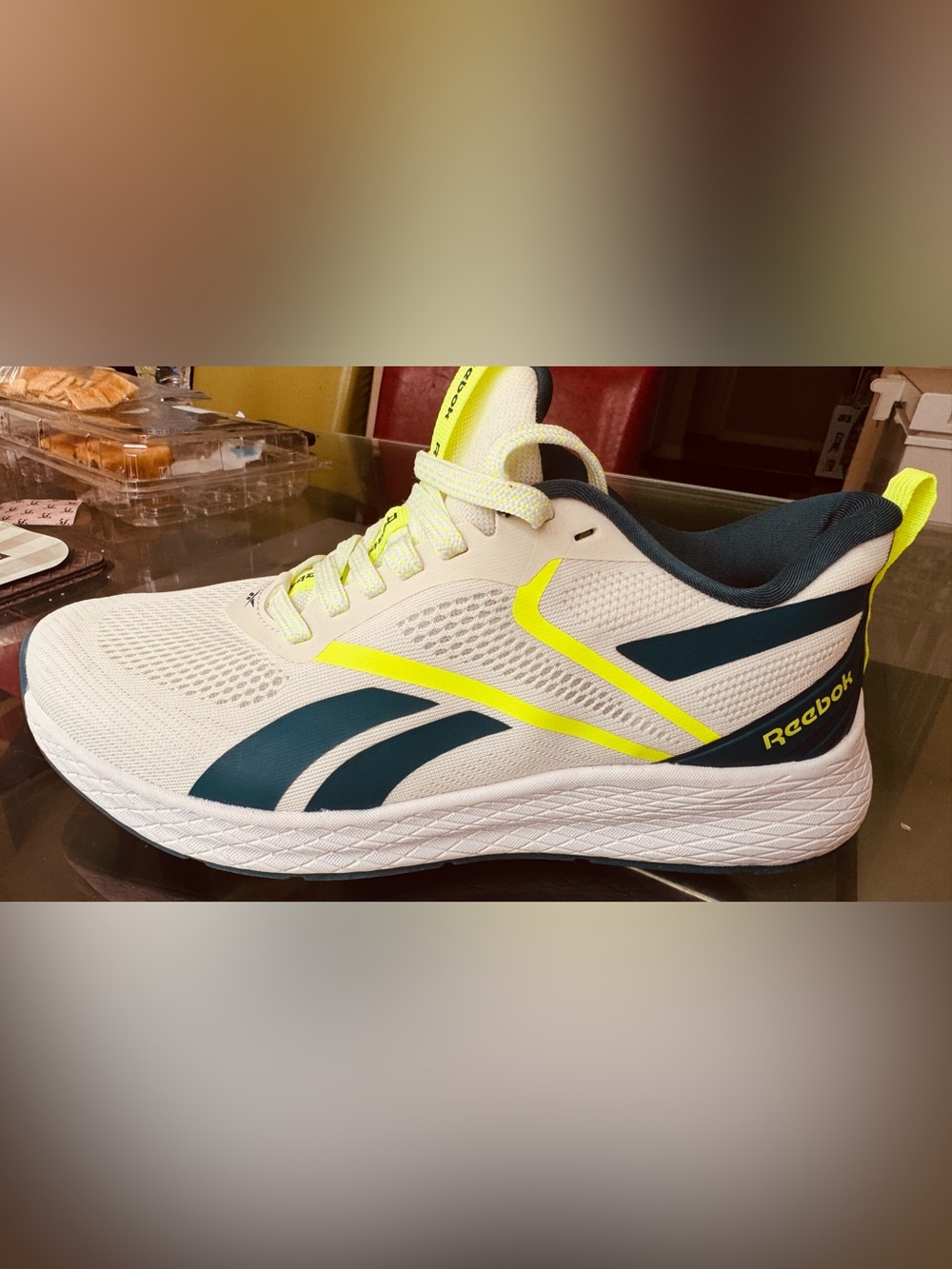 NEW Reebok White Sneaker with Neon Yellow Accents
